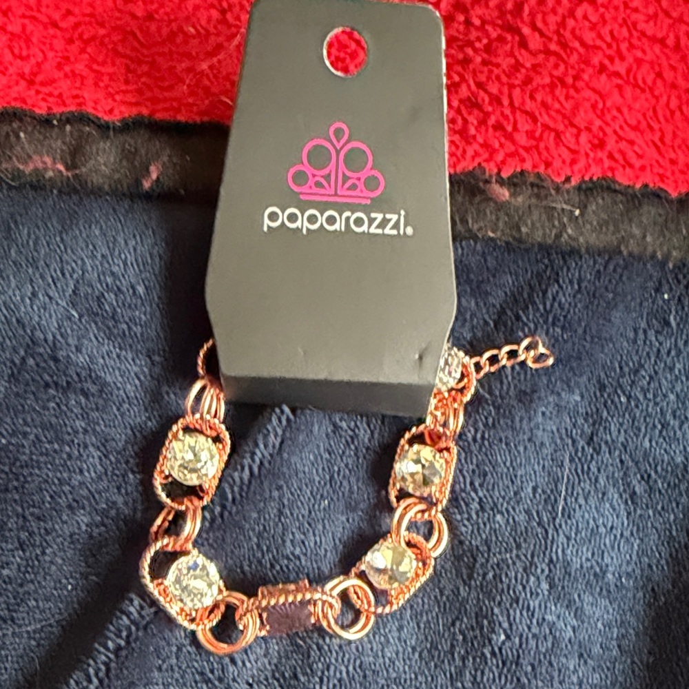 Paparazzi Copper and Crystal Bracelet